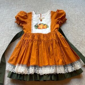 Girls fall thanksgiving, pumpkin dress 8